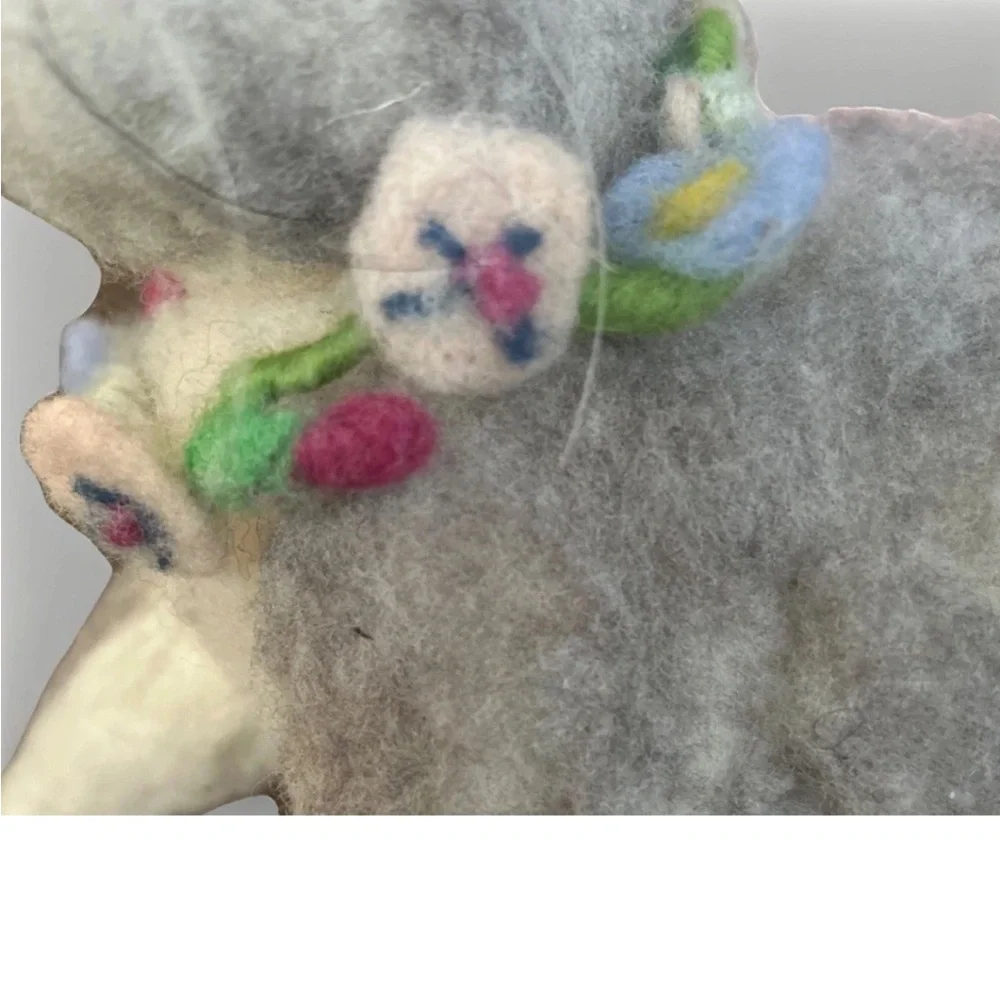 Needle Felted Rabbit Handmade Wool Bunny Sculpture Fiber Art Easter 12” OOAK